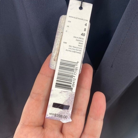 Elie Tahari Size‎ 4 Dalia Wrap Dress Navy Blue Bow Front Wedding Guest Old Money - Picture 2 of 15